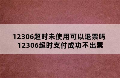 12306超时未使用可以退票吗 12306超时支付成功不出票